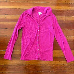 Maximalist Hot Pink Long Sleeve Knit Cardigan Blouse